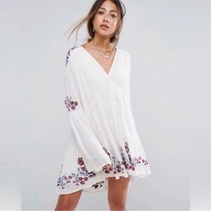 Free People Te Amo Bell Sleeve Embroidered Dress